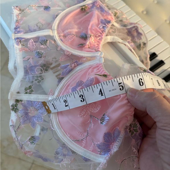 ROMWE Pink Floral Sheer Bralette - Picture 16 of 16